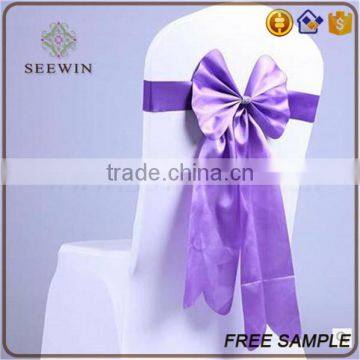 Soft Chiffon Bow Tie Satin Chair Sash for Christmas Party photo-3