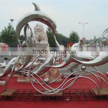 Stainless Steel Dolphin Statue Sculpture For Garden Public Use photo-3