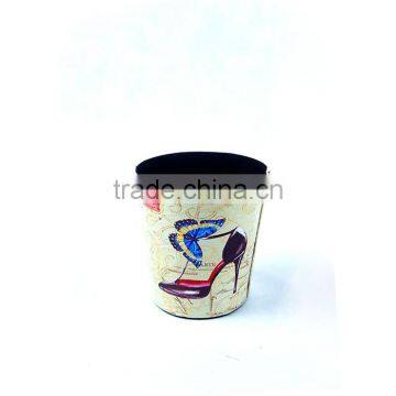 Beautiful High Heels Print Waste Bin Faux Leather Standing Trash Can photo-2