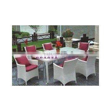 rattan garden dining table setting