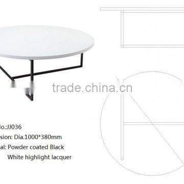 Euro Style White Highlight Lacquer Round Coffee Table photo-2