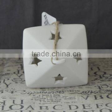 Star Christmas Tree Hollow Design Ceramic X'mas T-light Holder House Hanging photo-4