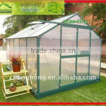 8X12FT anodized aluminum greenhouse with four roof windows