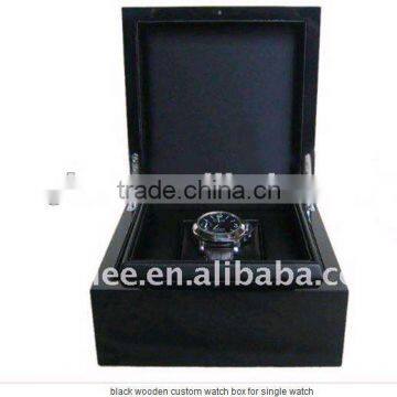 black wooden custom watch box for single watch