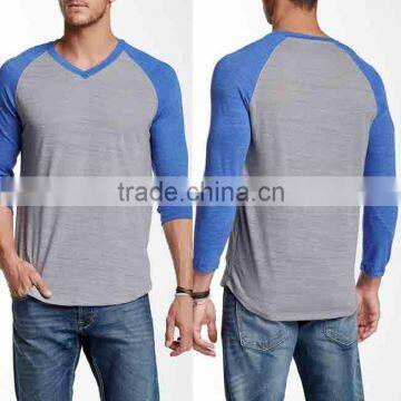 Fashion Slim Fit Blank T-shirt V-Neck Tee Blank Dri Fit T-shirts Wholesale