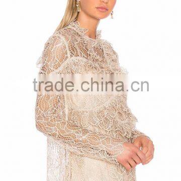 Fashion Lace Top Elegant Women Casual Tops Latest Saree Blouse Designs photo-4