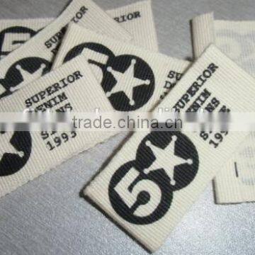 Fashion printing cotton labe l/ printed cotton clothing label in China