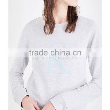 Wholesale Women Relaxed Round Neck Dropped Shoulders Long Sleeves Oversized Cotton Jersey Sweatshirt(DQE0169T) photo-5