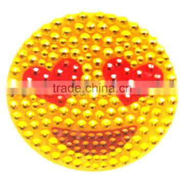 Top Quality Smiley Blue Glitter Acrylic Stone Sticker Custom Emoji Rhinestone Sticker Self Adhesive photo-4