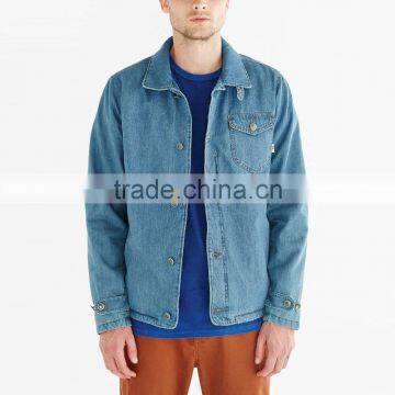 blue washed custom denim jacket men old style with buttons