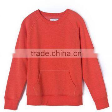 High Quality Simple Womens Pillover Plain O-neck Sweatshirts With Pocket photo-2