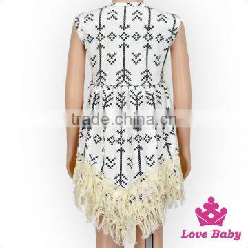 48BQA142 Lovebaby FAUX SUEDE Fabric Printed Kinds Of Pattern Sleeveless With Gilrs Accessory Tassel Dress photo-6