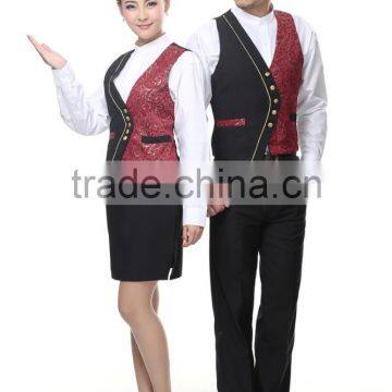 Juqian Custom 5 Start Summer Restaurant Manager Hotel Waiter Receptionist Uniform Designs With Embroidery Vest photo-2
