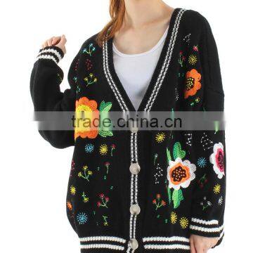Floral Embroidery Cardigan Kimono 2017 Autumn Women Plus Size Cardigan Sweater photo-4