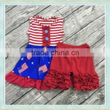 Yiwu Factory directly wholesale children wear flag print summer girl clothing festival clothesr boutique kids clothing