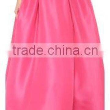 2016 Newest Skirt Fashion Flared Ladies Maxi Skirt Pink Pleated Ladies'long OEM