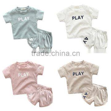 Wholesales summer cotton short sleeve kids t shirt with pants set