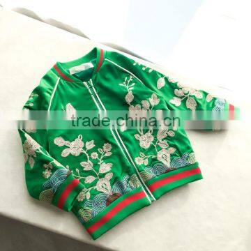 Hot sale stripe clothes lovely boys outfits embroidery boys and girls baseball outfits jackets