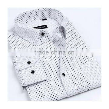In stock cheap dot printed formal shirt for mens collared uniform work shirt