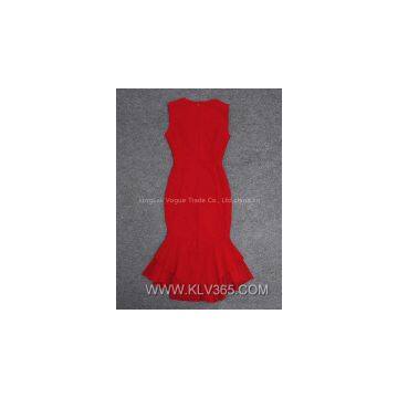 New Fashion Dress Design Elegant Ladies Red Mermaid Evening Dress photo-3