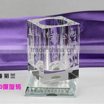 Promotional Logo Customized Personalized Office Crystal Glass Desktop Pen Holder photo-5