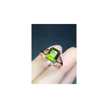 Neffly Fashion Nature Tourmaline18k Gold Diamond Ring photo-3