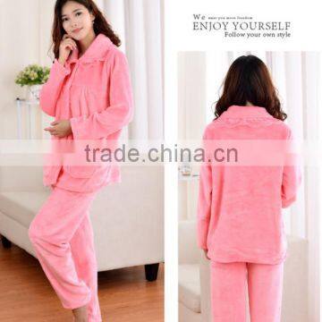 Pink Simple Flannel Fleece Women Sleepwear High Quality photo-4