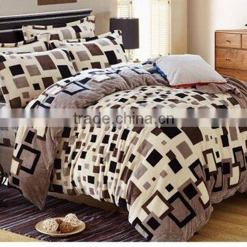 King Bed Made In China Plaid Print Bedding Set Flannel Blanket