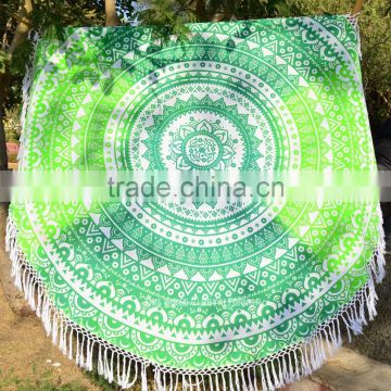 2017 new custom design full color printing digital reactive luxury velour with tassel round beach towels