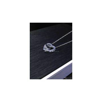 NEFFLY Pierced Heart Necklace classic 925Silver Plated Platinum FREE SHIPPING