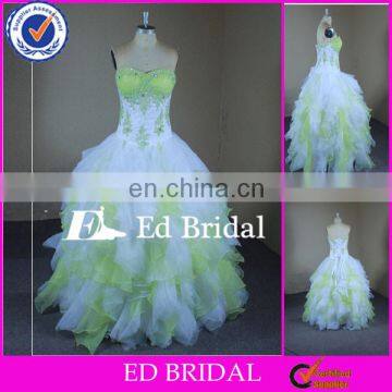 F216 Real Sample Fresh Green And White Organza Ball Gown Two Tone Quinceanera Dress