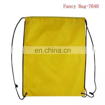 Promotional yellow drawstring backpack bag polyester bag wholesale