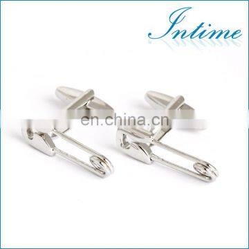 Novelty Silver Pins Men's Cufflinks