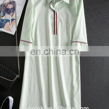 Fashionable women polo dress cotton linen long dress high quality dress