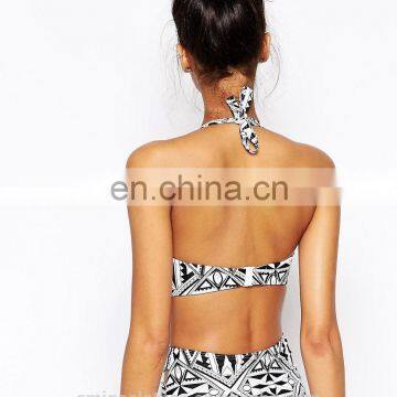 Patter Halter Pushed up Swimsuit High Waist Swim Wear Plus Size Bikini photo-2