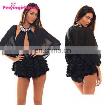 New Design High Quality Black Top And Skirt Summer Sexy Beach Dress