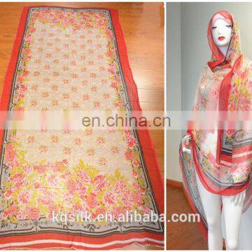 Printed kerchief scarf crepe georgette reversible silk shawl