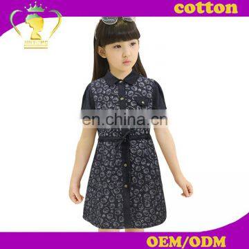 Popular style short sleeve denim dress patterns for girls