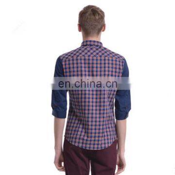 T-MSS541 Contrast Color Man Cotton Checked New Style Shirts photo-3