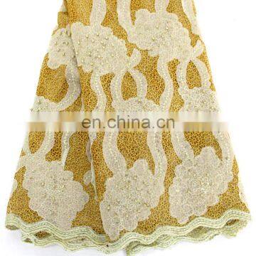 African Guipure Lace /african Wedding Lace Fabric/flower Lace Fabric With Bead photo-2