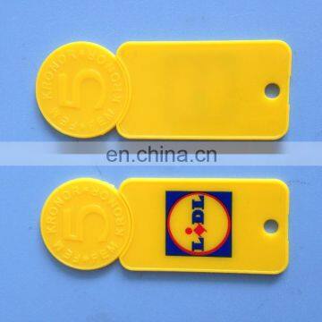 BSCI plastic coin shopping cart coin key