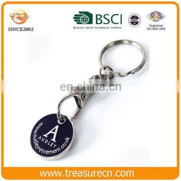 Promotion metal trolley coin keyrings, cheaper trolley coin, coin holder keychains