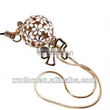 WHITE FLOWER BAG PROMOTION CELL PHONE CHARM