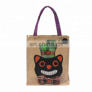 Halloween jute tote bag for trick or treat candy