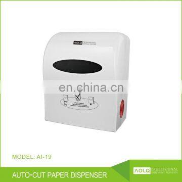 With Key-Lock System Hand Tissue Roll Wall Mounted Plastic Auto Cut White Paper Towel Dispenser