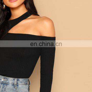 2020 Hot Selling Autumn Ladies Halter Strapless Long Sleeve Slim New Women T-shirt photo-4