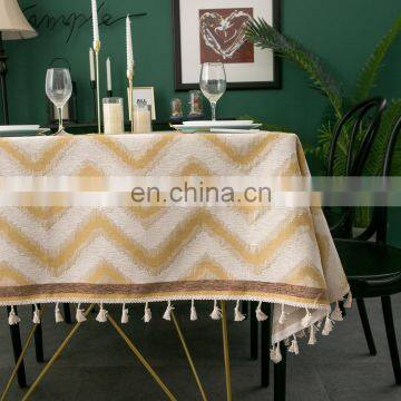 Home Decor Cotton Linen Embroidery Lace Tassel Rectangular Tablecloth Waterproof Oilproof Kitchen Dining Table Colth Cover photo-3