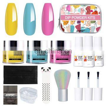 Private Label Bulk 3 Colors Acrylic Dip Powder Nails Dipping Powder Nails System Set photo-3