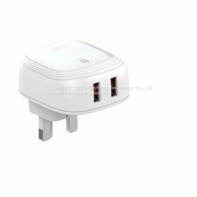 18W FAST CHARGER TWO QC3.0 USB REPLACEABLE PLUG: UK/EU/US