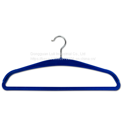 Wholesale Flocking Velvet Hanger with Metal Hook for Supermarket